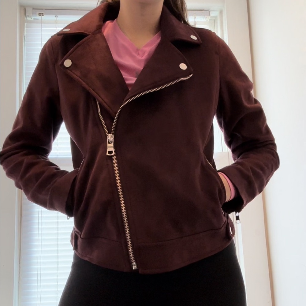 LOFT Deep Burgundy Leather Jacket
